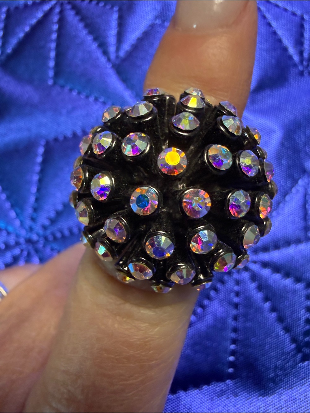 Park Lane Black Aurora Borealis Crystal Statement Ring Size 7 New